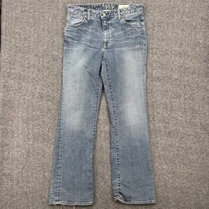 Gap 1969  Vintage BootCut Jeans 33 Medium Wash Distressed Blue Denim Made in USA
